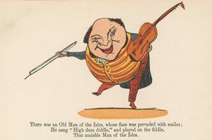Siellä oli saarten vanha mies, jonka kasvot olivat täynnä hymyjä, kirjasta "A Book of Nonsense", julkaisija Frederick Warne and Co., Lontoo, noin 1875 tekijältä Edward Lear