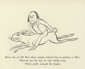 Siellä oli vanha mies, jonka epätoivo sai hänet ostamaan jänisen tekijältä Edward Lear