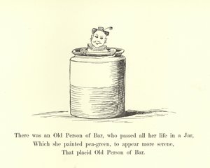 Baarissa oli vanha henkilö, joka vietti koko elämänsä purkissa tekijältä Edward Lear