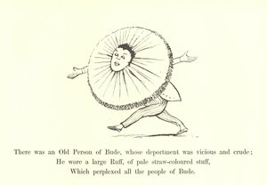 Siellä oli Buden vanha henkilö, jonka käytös oli ilkeä ja raaka tekijältä Edward Lear