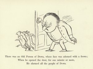Siellä oli Downin vanha henkilö, jonka kasvoja koristi rypistys tekijältä Edward Lear