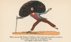 Oli eräs Duttonin vanha henkilö, jonka pää oli pieni kuin nappi, Frederick Warne and Co:n Lontoossa noin vuonna 1875 julkaisemasta "A Book of Nonsense" -kirjasta.