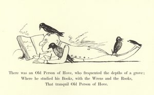 Siellä oli Hoven vanha henkilö, joka vieraili lehdon syvyyksissä tekijältä Edward Lear