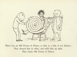 Siellä oli Pinnerin vanha henkilö, ohut kuin lista, ellei ohuempi tekijältä Edward Lear