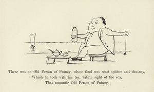Putneyssa oli vanha henkilö, jonka ruokana oli paahdettuja hämähäkkejä ja chutneya tekijältä Edward Lear