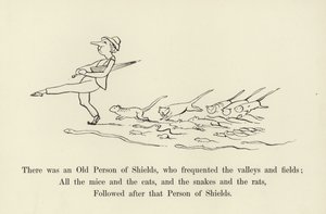 Oli eräs Shieldsin vanhus, joka liikkui laaksoissa ja pelloilla... tekijältä Edward Lear