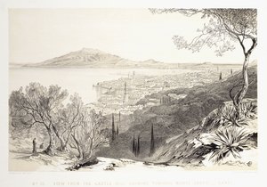 Näkymä linnakukkulasta kohti Monte Skopoa, Zante, 1863 tekijältä Edward Lear