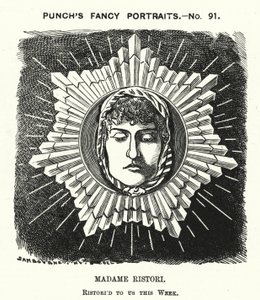 Punch-sarjakuva: Adelaide Ristori, italialainen näyttelijä (kaiverrus)
