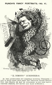 Punch-sarjakuva: Anton Rubinstein, venäläinen pianisti, säveltäjä ja kapellimestari (kaiverrus) tekijältä Edward Linley (after) Sambourne