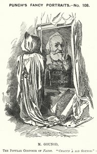 Punch-sarjakuva: Charles Gounod, ranskalainen säveltäjä (kaiverrus) tekijältä Edward Linley (after) Sambourne