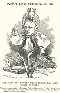 Punch-sarjakuva: Edward White Benson, englantilainen piispa (kaiverrus) tekijältä Edward Linley (after) Sambourne