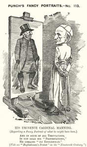 Punch-sarjakuva: Henry Edward Manning, englantilainen kardinaali ja Westminsterin katolinen arkkipiispa (kaiverrus)