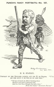Punch-sarjakuva: Henry Morton Stanley, walesilainen toimittaja ja tutkimusmatkailija (kaiverrus)