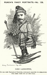 Punch-sarjakuva: Henry Petty-Fitzmaurice, Lansdownen 5. markiisi, brittiläinen poliitikko ja Kanadan kenraalikuvernööri (kaiverrus) tekijältä Edward Linley (after) Sambourne