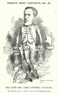 Punch-sarjakuva: James Lowther, englantilainen konservatiivipoliitikko ja urheilija (kaiverrus) tekijältä Edward Linley (after) Sambourne