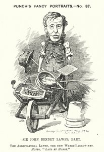 Punch-sarjakuva: John Bennet Lawes, englantilainen yrittäjä ja maataloustieteilijä (kaiverrus) tekijältä Edward Linley (after) Sambourne