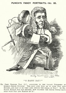 Punch-sarjakuva: John Charles Day, englantilainen asianajaja ja tuomari (kaiverrus) tekijältä Edward Linley (after) Sambourne