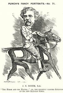Punch-sarjakuva: Joseph Edgar Boehm, englantilainen kuvanveistäjä (kaiverrus) tekijältä Edward Linley (after) Sambourne