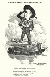 Punch-sarjakuva: Lord Charles Beresford, englantilais-irlantilainen amiraali ja konservatiivinen poliitikko (kaiverrus) tekijältä Edward Linley (after) Sambourne