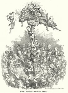 Punch-sarjakuva: Royal Academy Maypole Dance (kaiverrus) tekijältä Edward Linley (after) Sambourne