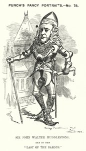 Punch-sarjakuva: Sir John Walter Huddleston, englantilainen asianajaja ja tuomari (kaiverrus) tekijältä Edward Linley (after) Sambourne