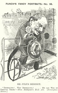 Punch-sarjakuva: Sir Julius Benedict, saksalaissyntyinen säveltäjä ja kapellimestari (kaiverrus) tekijältä Edward Linley (after) Sambourne