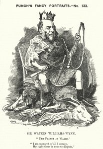 Punch-sarjakuva: Sir Watkin Williams-Wynn, 6. Baronet, Walesin konservatiivipoliitikko (kaiverrus) tekijältä Edward Linley (after) Sambourne