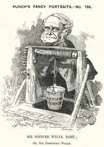 Punch-sarjakuva: Thomas Spencer Wells, englantilainen lääkäri, kuningatar Victorian kirurgi (kaiverrus)