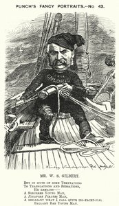 Punch-sarjakuva: W S Gilbert, englantilainen näytelmäkirjailija ja libretisti (kaiverrus) tekijältä Edward Linley (after) Sambourne
