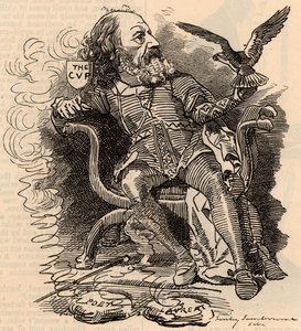 Sarjakuva Alfred Tennysonista (1809-1893) englantilaisesta runoilijasta tekijältä Edward Linley Sambourne