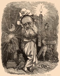 Sarjakuva Wilkie Collinsin (1824-1889) kirjailijasta tekijältä Edward Linley Sambourne