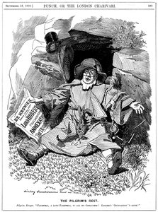 Pilgrims Rest, karikatyyri Paul Krugerista, eteläafrikkalaisesta poliitikosta, 1900 tekijältä Edward Linley Sambourne