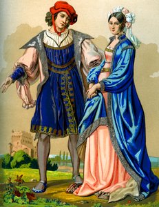 Jalo ranskalainen pariskunta 1400-luvun lopulla 1849.