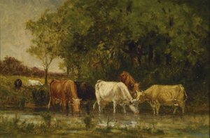Lehmät maisemassa tekijältä Edward Mitchell Bannister
