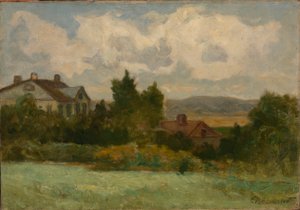 Nimetön (taloja ja puita) tekijältä Edward Mitchell Bannister