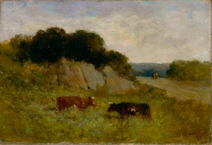 Nimetön (maisema, jossa kaksi lehmää) tekijältä Edward Mitchell Bannister