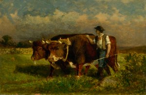 Nimetön (mies kahden härän kanssa) tekijältä Edward Mitchell Bannister