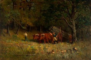 Nimetön poika ja mies härkien kanssa, 1891. tekijältä Edward Mitchell Bannister