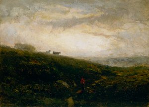 Nimettömät lehmät laskeutumassa rinnettä, 1881. tekijältä Edward Mitchell Bannister