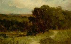 Nimetön maisema tiellä lähellä puroa ja puita, n.d. tekijältä Edward Mitchell Bannister