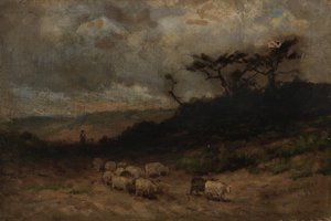 Nimetön paimen lampaineen, 1877. tekijältä Edward Mitchell Bannister