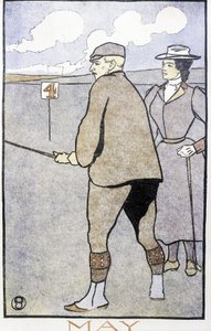 Pariskunta pelaa golfia - Edward Penfieldin "" Golfkalenterissa". tekijältä Edward Penfield