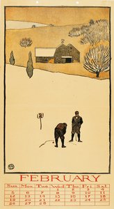Golf kalenteri. Helmikuu - Edward Penfieldin teos (1866-1925) - 1899 - Värilitografia - 41x28,6 - Museu Nacional d