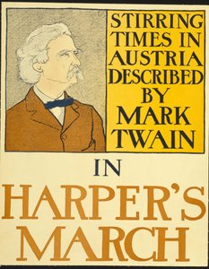 Mark Twain Harperin maaliskuun 1898 numerossa (litografia) tekijältä Edward Penfield