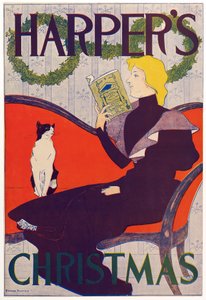Harpers New Monthly Magazine -lehden mainosjuliste, joulu 1894 (värilitografia).