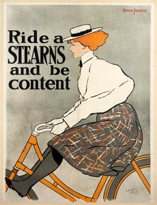 Ride a Stearns ja ole tyytyväinen, c1896 väri litho. tekijältä Edward Penfield