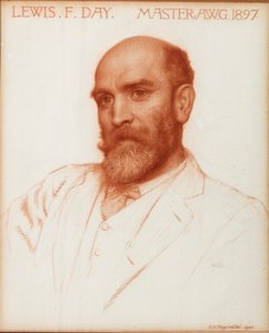 Lewis Foreman Day (1845-1910) suunnittelija, taidetyöläisten killan mestari 1897, 1900 (punainen liitu paperille) tekijältä Edward Robert Hughes