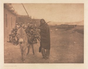 Salkku XVII, levy 608: Polttoainekuorma - Zuñi tekijältä Edward S. Curtis