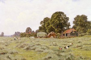Heinänteko Fittleworthissa, Sussexissa (öljy kankaalle)