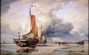 "Dutch Pincks at Scheveningen", Hollanti, 1860 tekijältä Edward William Cooke